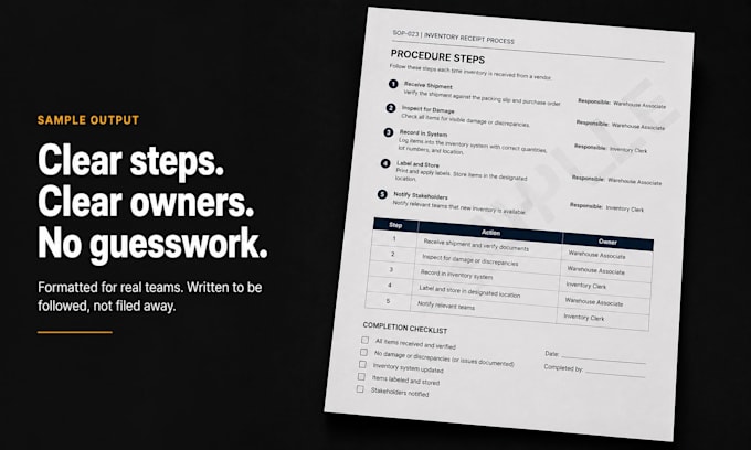 write clear sops, process documentation and operations manuals