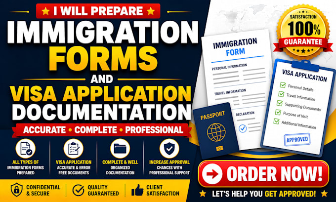 prepare immigration forms and visa application documentation