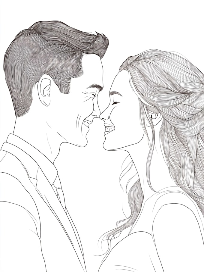 couple portrait wedding portrait illustration