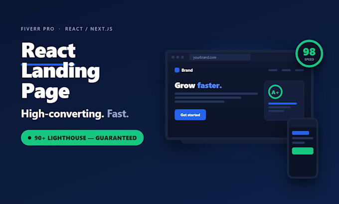 react landing page in nextj s high converting fast SEO ready
