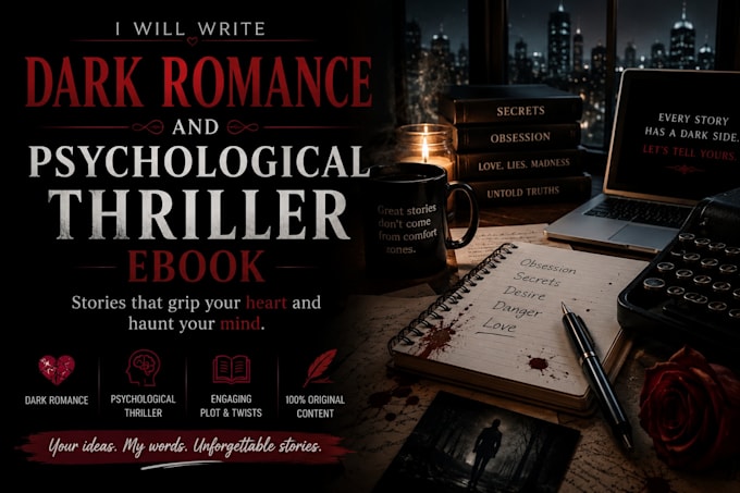 write a dark romance and psychological thriller ebook
