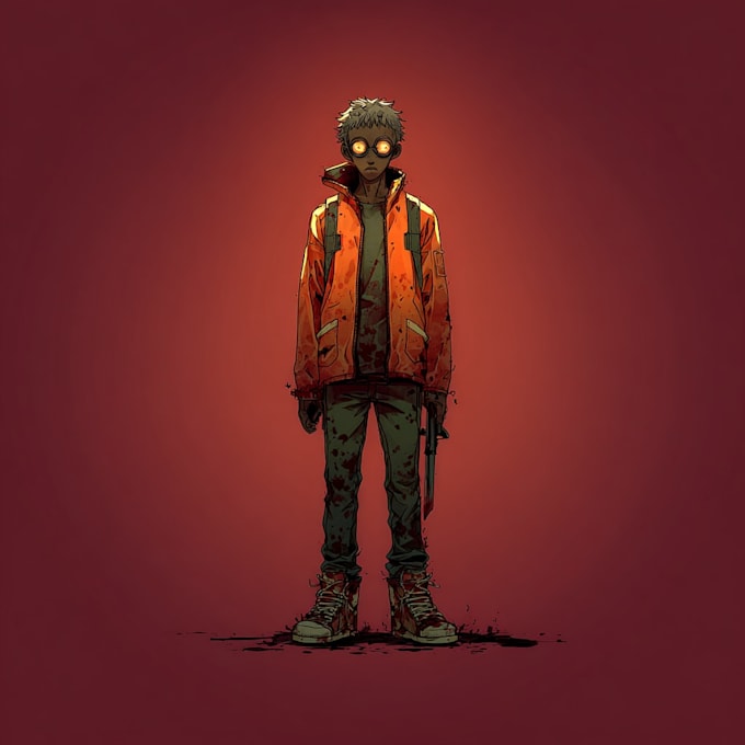 draw a retro creepy cute horror character mascot