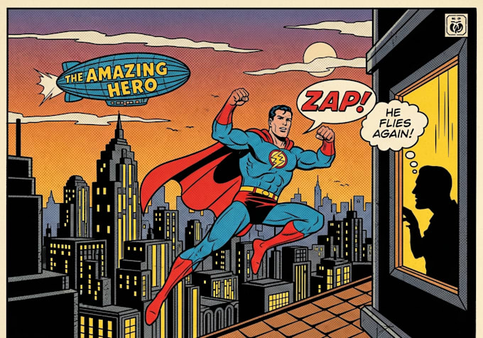 create authentic retro comic illustration