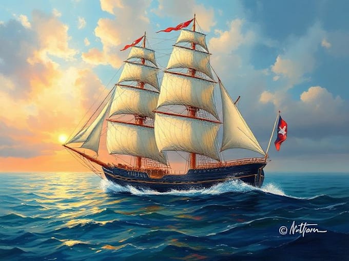 create ship oil painting for you