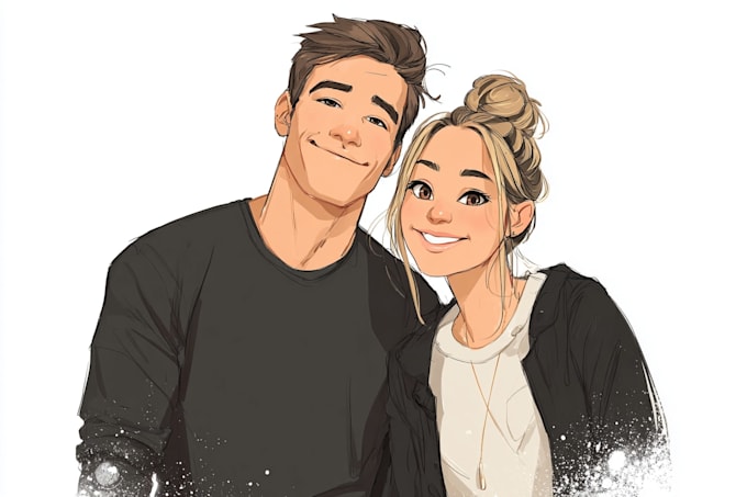 create cartoon disney couple portrait