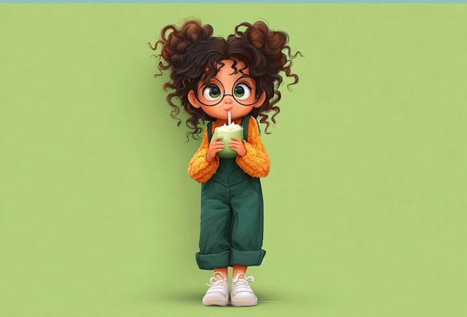illustrate cute cartoon character portrait