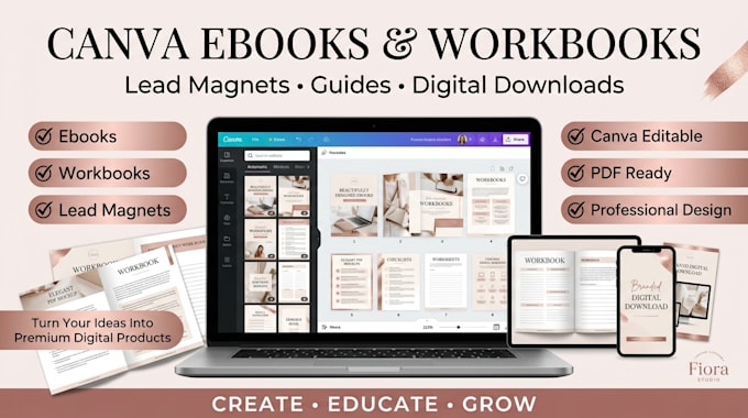 create canva workbooks, ebooks and lead magnet designs