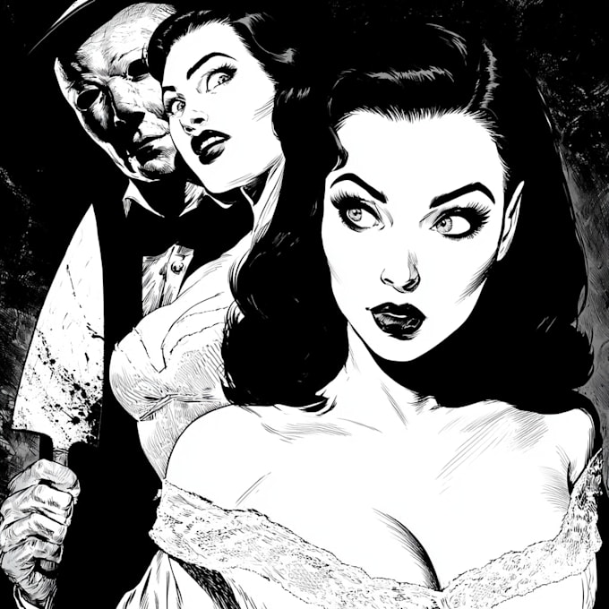make illustration in horror comic style