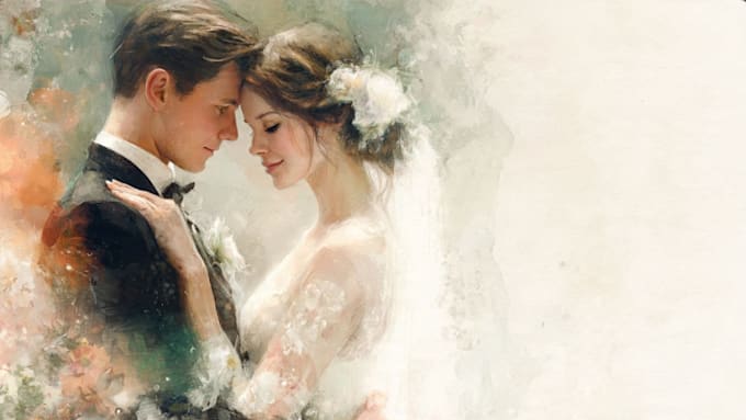 draw couple portrait for wedding illustration