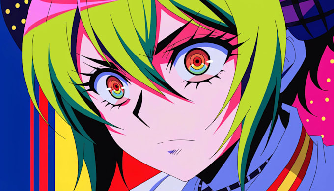 draw a portrait in 90s retro anime style