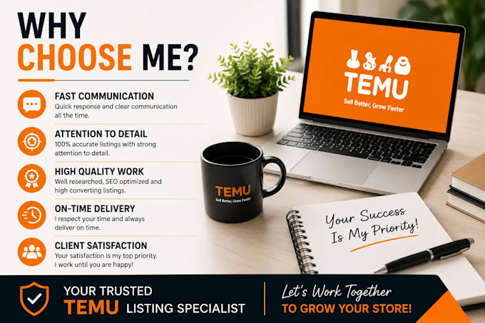 create professional and SEO optimized temu product listings