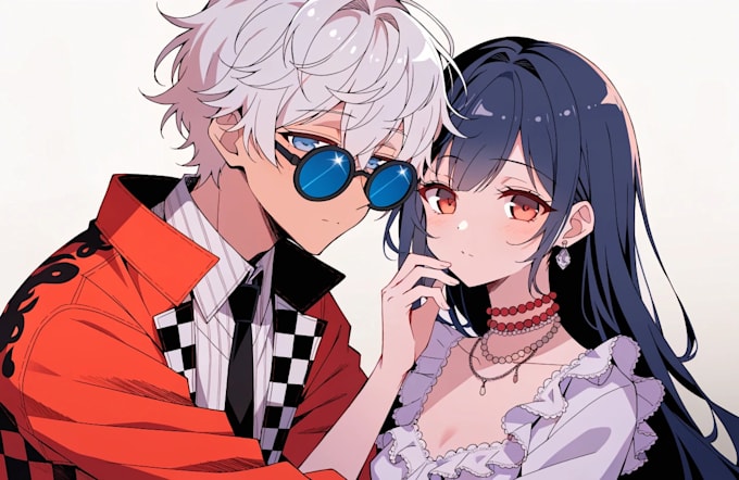 draw anime couple illustration