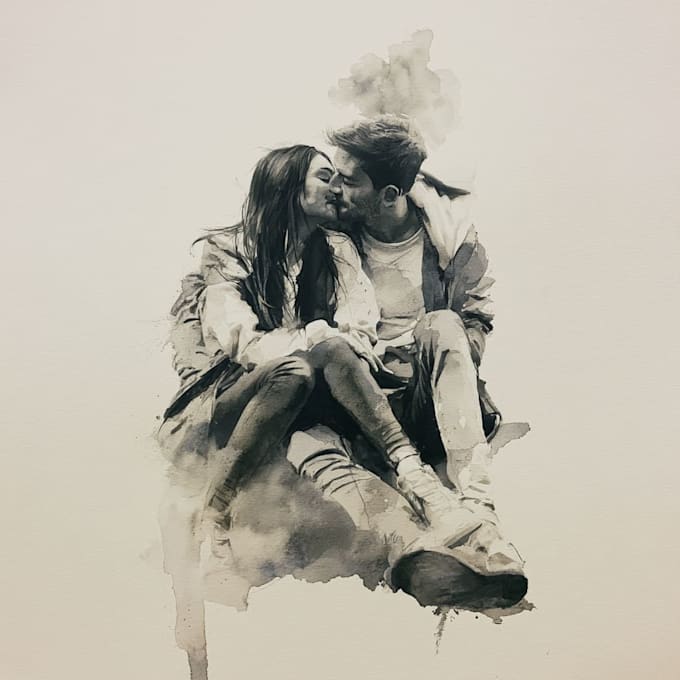 make a watercolor couple portrait