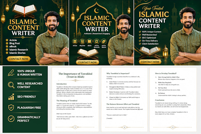 write islamic articles, blog posts, ebooks, research and islamic stories