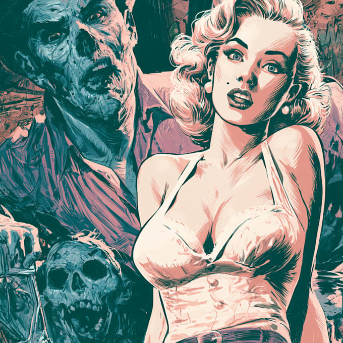 make vintage horror comic cover style
