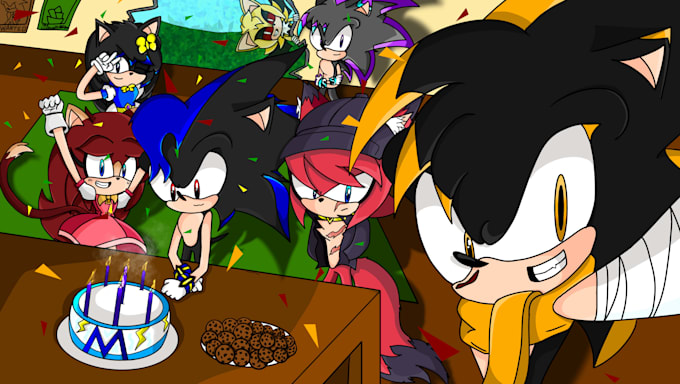 draw any character in cartoon style like sonic style