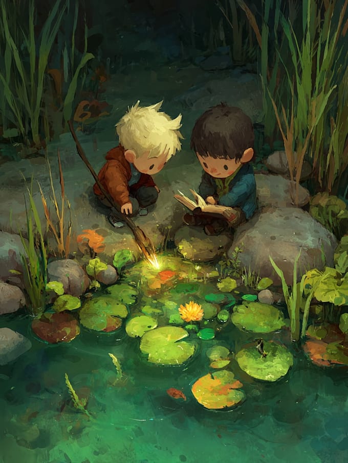 create a cartoon childrens book cover illustration