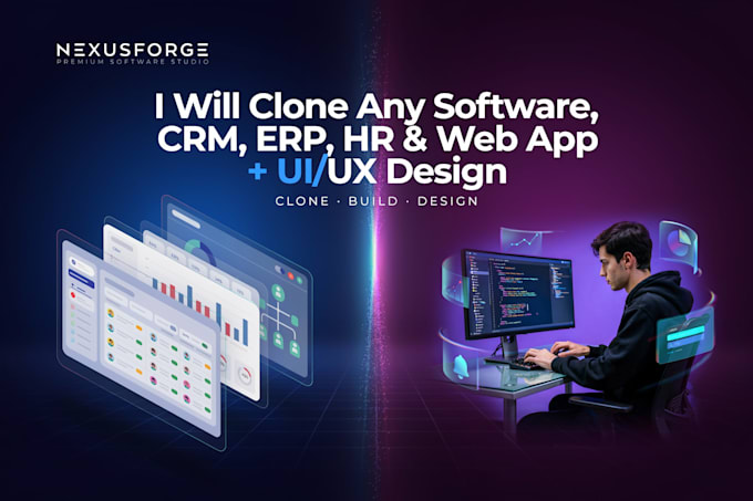 clone software, desktop, crm, erp, hr, develop software, web app, UI UX design