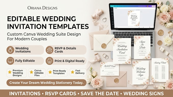 design editable wedding invitation template canva wedding suite
