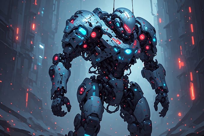 create robots of futuristic mecha concept art