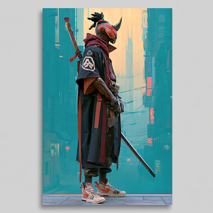cyberpunk samurai street warrior art