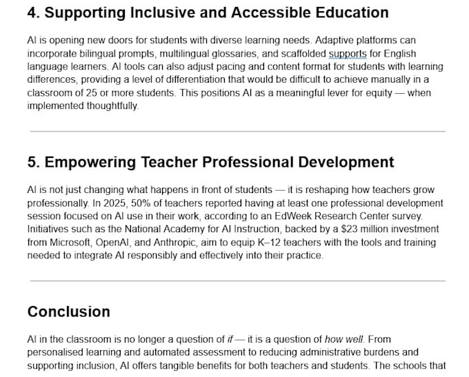 write SEO blog posts and articles about edtech and ai in education