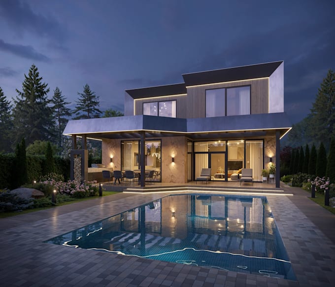 exterior 3d render for construction,elevation plan cgi visuals,outdoor landscape