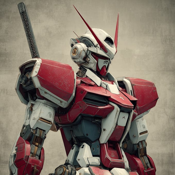 draw mecha robot, armor, gundam in anime or realism style