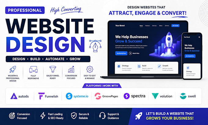 autods funnelish systemeio groovepages spectra volution swell website design