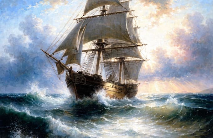create ship oil painting for you