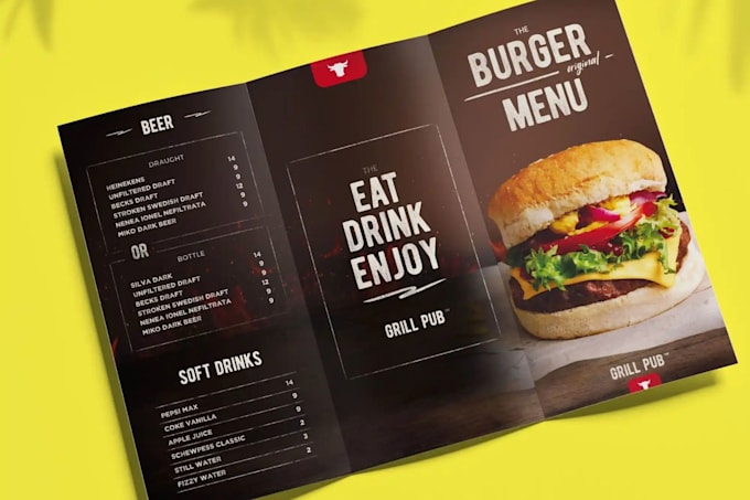 create a high quality menu board design for your cafe or restaurant