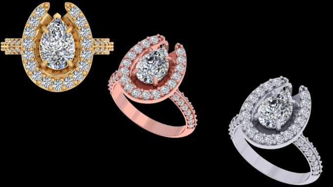 create a hidden halo engagement ring cad model and stl file