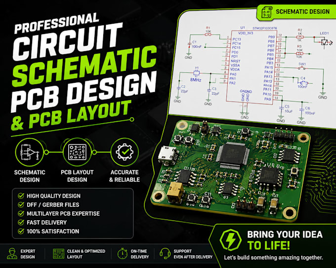 design professional circuit schematic, pcb layout and pcb design