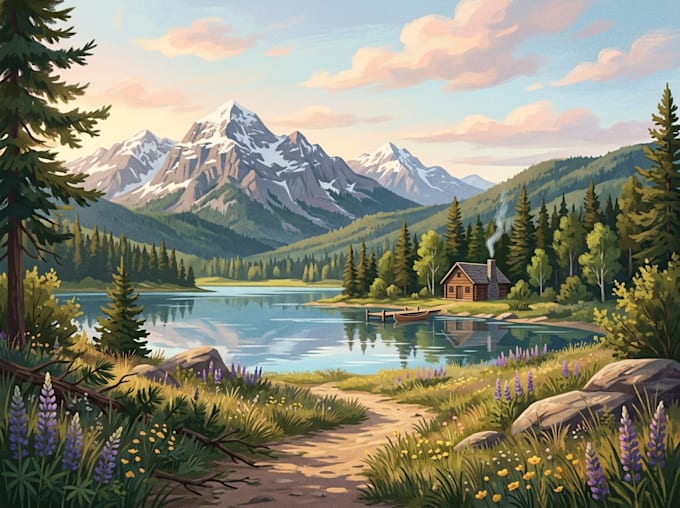 draw a natural landscape and background illustration
