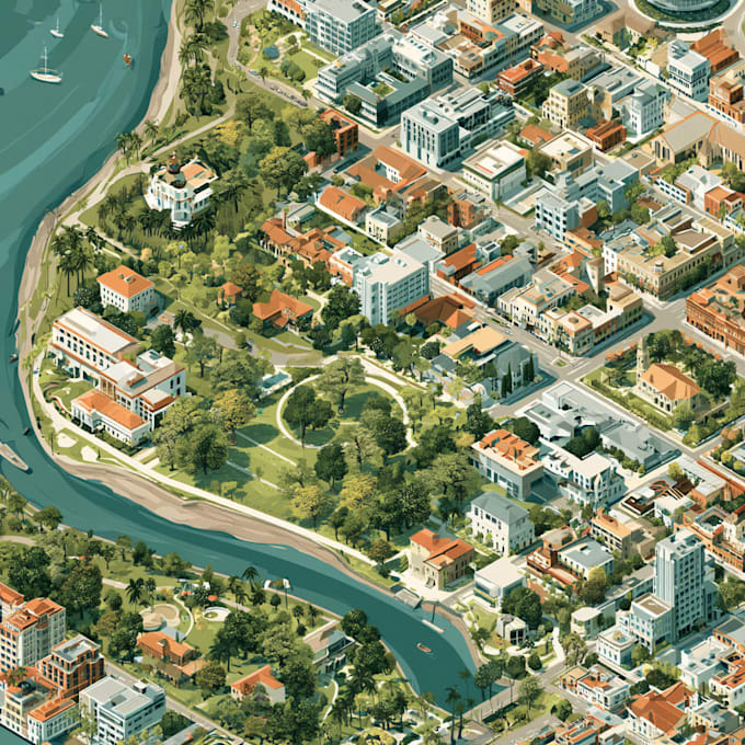 design a modern flat linear hand drawn vector map