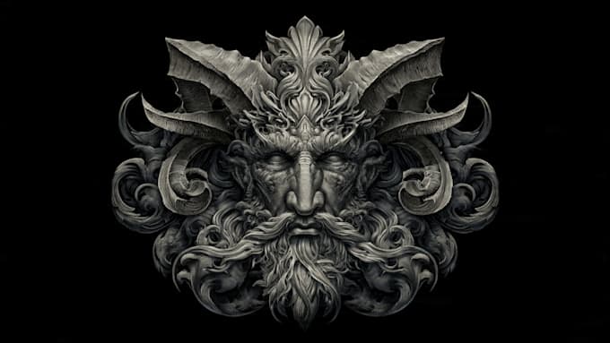 draw dark art illustration with engraving style