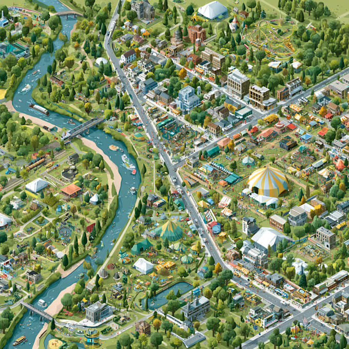 design vector map illustration, isometric map, dungeon and dragons, fantasy map
