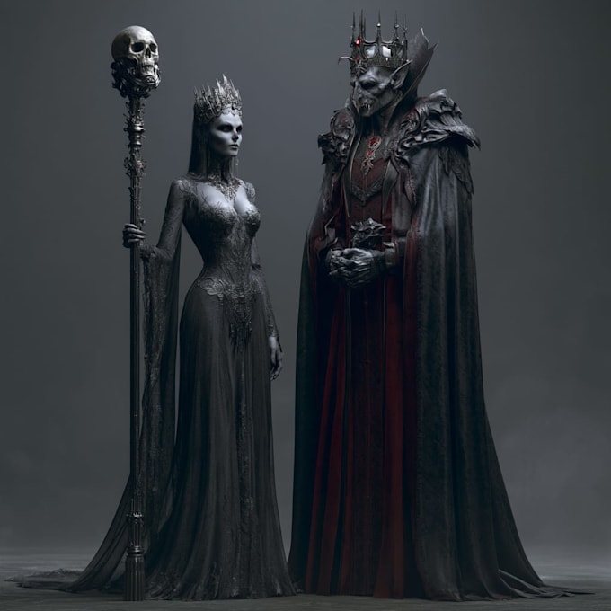 horror vampire lord queen character desing