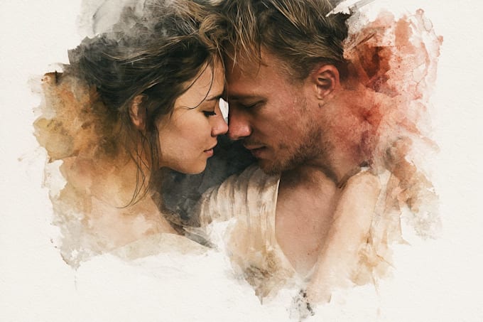 draw a watercolor couple portrait