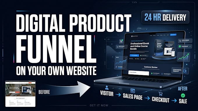 build digital product funnel in 24 hours product landing page course sale funnel