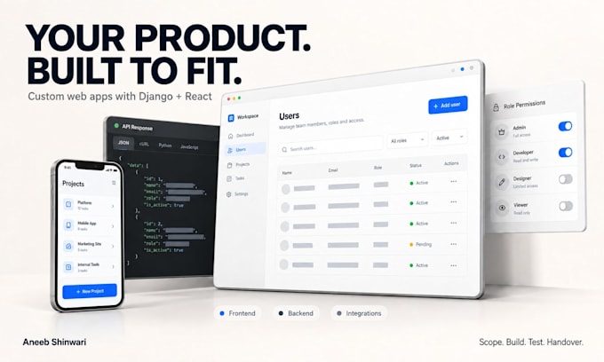 build custom django react web apps, dashboards and apis