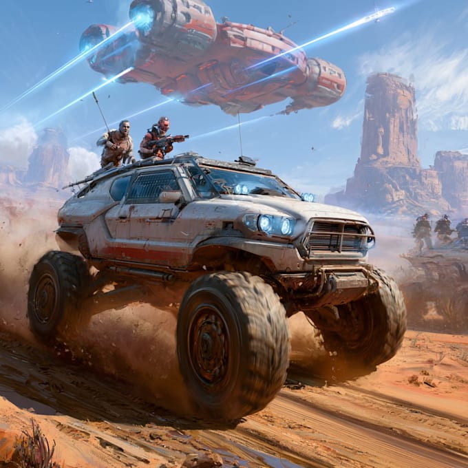 create realistic military, war, or sci fi illustrations