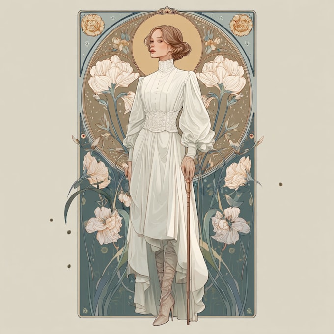 create illustrations in art nouveau style