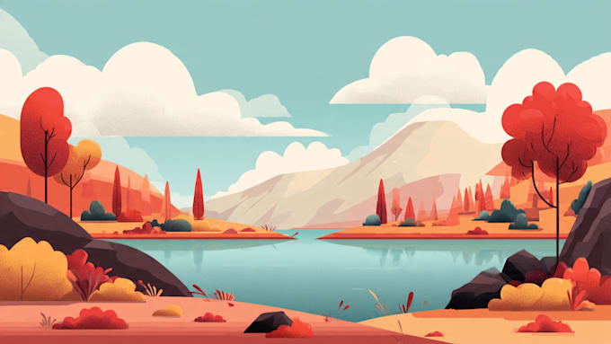 draw a flat vector landscape illustration