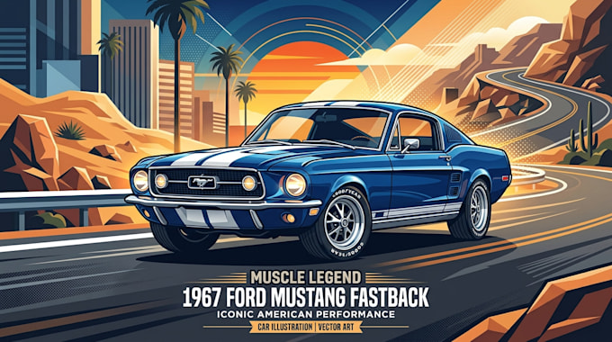 draw custom car illustration, vector art, and car portrait