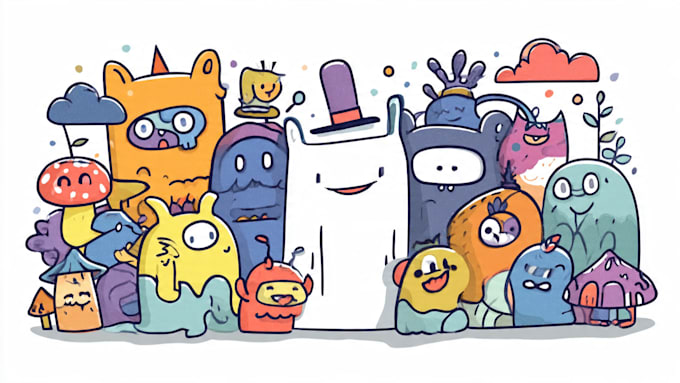 create hand drawn doodle icons and custom cartoon illustrations
