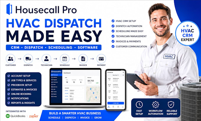 setup housecall pro CRM dispatch scheduling for hvac company software