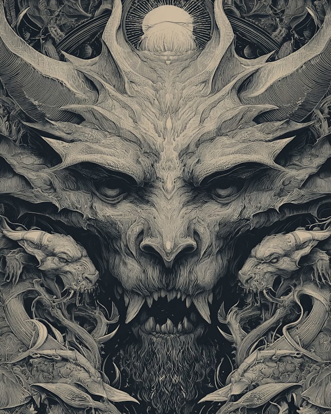 draw terrifying horror character illustrations, monsters, demons and dark art