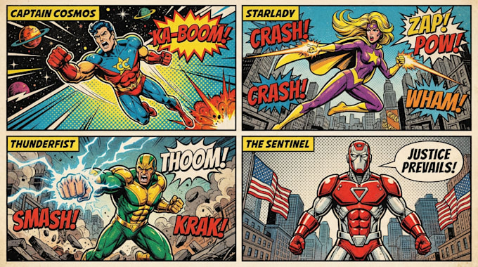 design amazing superhero pop art illustrations