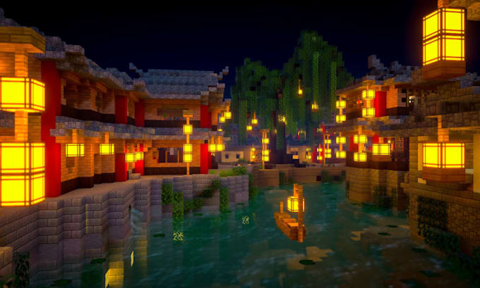build custom minecraft map server spawn lobby fantasy world as minecraft builder